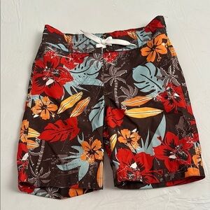 Gymboree multicolor Hawaiian print board short style swim trunks